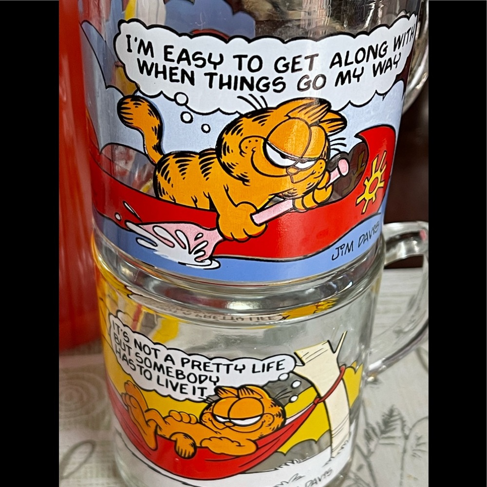 NOS Vintage 1978 GARFIELD ODIE Glass COFFEE CUP MUG  McDonalds JIM DAVIS